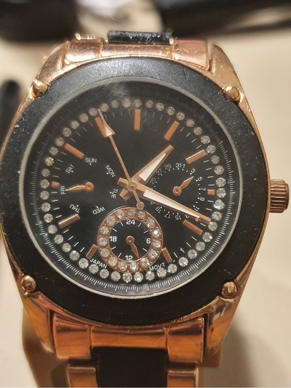 🦋10/$20🦋 Accutime Goldtone/Black Stainless Steel Women's Watch